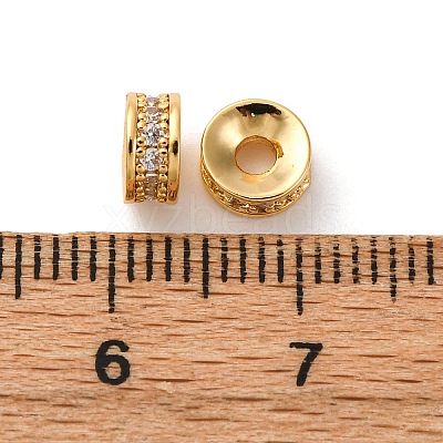Brass Micro Pave Cubic Zirconia Beads KK-F898-09G-1