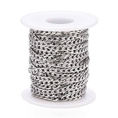 Tarnish Resistant 304 Stainless Steel Cuban Link Chains CHS-M003-13P-B-1