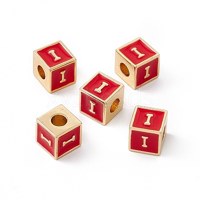 Rack Plating Brass Enamel Beads KK-B060-04G-03I-1