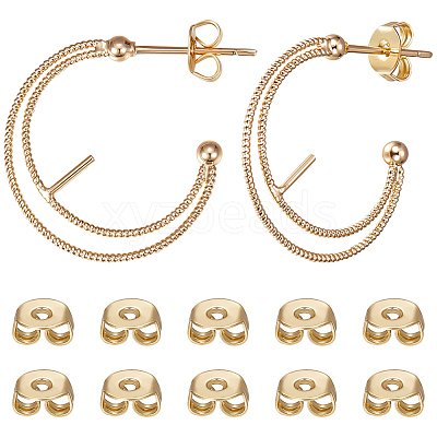 10Pcs Brass Ring Stud Earring Findings KK-BBC0007-72-1
