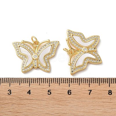 Brass Micro Pave Clear Cubic Zirconia Pendants KK-B083-37B-G-1