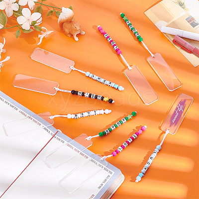 10Pcs 5 Styles Rectangle Transparent Acrylic Blank Pendant Bookmark HJEW-PH01988-1