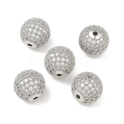 CZ Brass Micro Pave Cubic Zirconia Round Beads ZIRC-L017-05P-1
