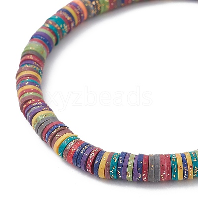 Polymer Clay Disc Heishi Surfer Stretch Bracelets BJEW-JB09835-1