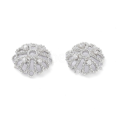 Rack Plating Brass Cubic Zirconia Bead Cap KK-A183-77P-1