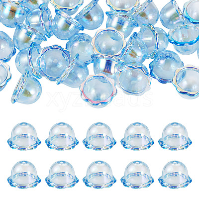 30Pcs UV Plating Acrylic Bead Caps PACR-TA0001-20B-1