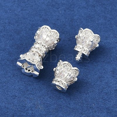Brass Micro Pave Clear Cubic Zirconia Screw Clasps KK-H202-02C-S-1
