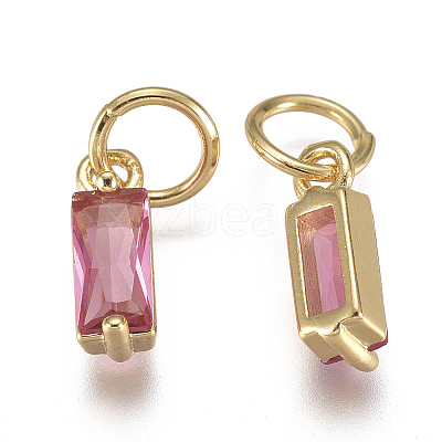 Brass Micro Pave Cubic Zirconia Charms X-ZIRC-F111-03G-02-1