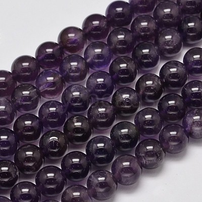 Natural Amethyst Round Bead Strands G-M304-18-10mm-1