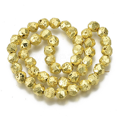 Electroplated Natural Lava Rock Beads Strands G-S352-31B-B-1