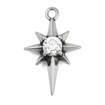 316 Surgical Stainless Steel Micro Pave Cubic Zirconia Pendants X-STAS-G349-01AS-02-1