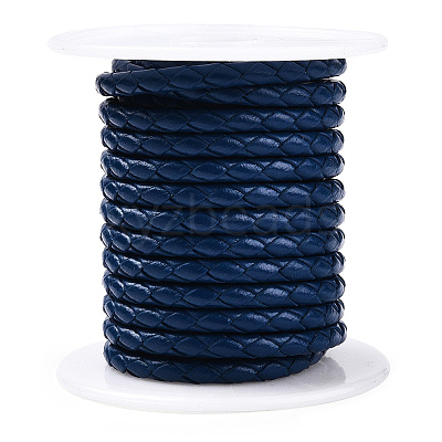 Braided Cowhide Leather Cord NWIR-N005-01M-4mm-1