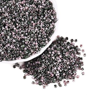 Opaque Picasso Cylinder Glass Beads SEED-Q039-06A-11-1