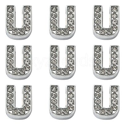 Alloy Initial Slide Charms with Grade A Rhinestones ALRI-R032-U-FF-1
