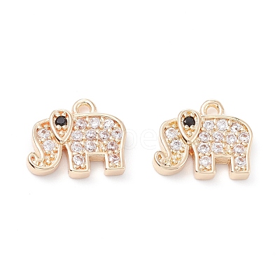Rack Plating Brass Micro Pave Cubic Zirconia Charms ZIRC-C026-09LG-1