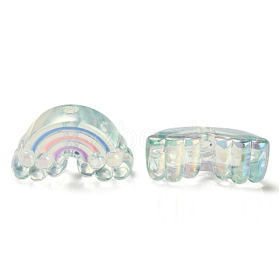 UV Plating Rainbow Iridescent Acrylic Enamel Beads X-OACR-G012-08-1
