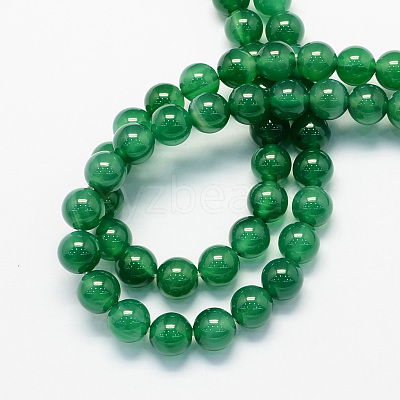 Round Dyed Natural Dyed & Heated Green Onyx Agate Beads Strands X-G-S123-6mm-1