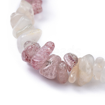 Natural White Moonstone & Strawberry Quartz Chip Stretch Bracelets BJEW-JB04490-05-1