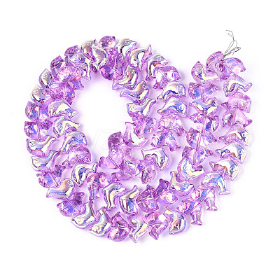 Baking Paint Electroplate Transparent Glass Beads Strands EGLA-N017-06-B03-1