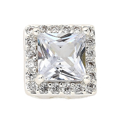 Brass Micro Pave Cubic Zirconia Beads KK-D408-11S-06A-1