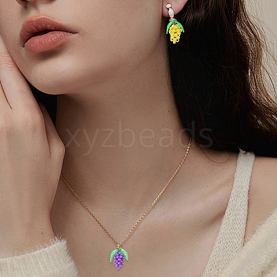 20Pcs 5 Styles Glass Seed Beaded Grape Pendants PALLOY-CA00022-1
