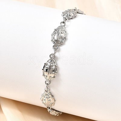 304 Stainless Steel Ladybug Link Bracelets for Women BJEW-K226-15B-P-1