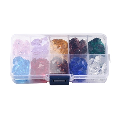 100Pcs 10 Colors Glass Pendants AJEW-H154-08D-1