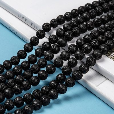 Natural Lava Rock Beads Strands X-G-M169-8mm-03-1
