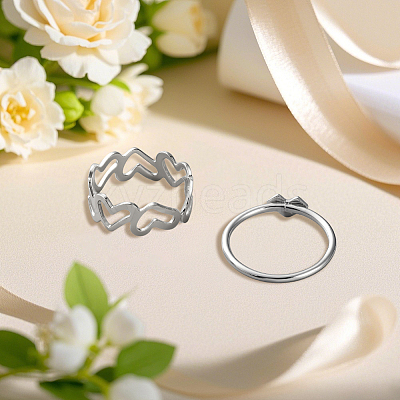 2 Set Heart Alloy Finger Cuff Ring Sets RJEW-LP0003-47-1