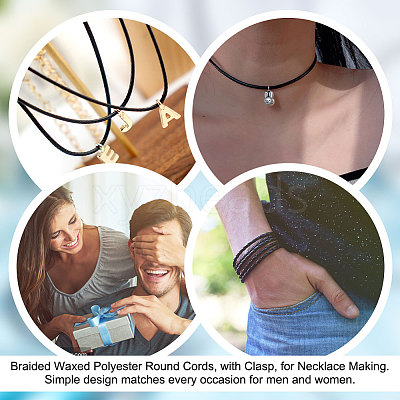 Braided Waxed Polyester Round Cords FIND-WH0136-59B-01-1