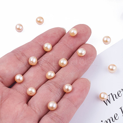 Half Drilled Natural Cultured Freshwater Pearl Beads PEAR-N020-06A-1