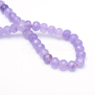 Faceted Rondelle Dyed Natural White Jade Bead Strands X-G-R343-6x8-03-1