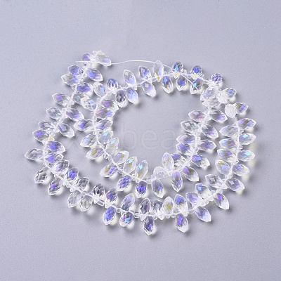 Electroplate Glass Faceted Teardrop Beads Strands EGLA-D014-38-1