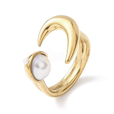 Opaque Acrylic Imitation Pearl Cuff Rings RJEW-P177-03D-G-1