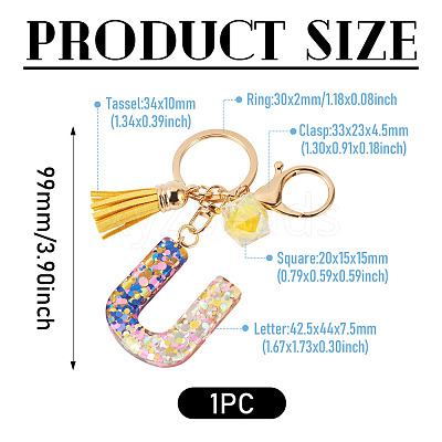 Alloy Resin Polygon Keychains KEYC-TADJ0002-03G-U-1