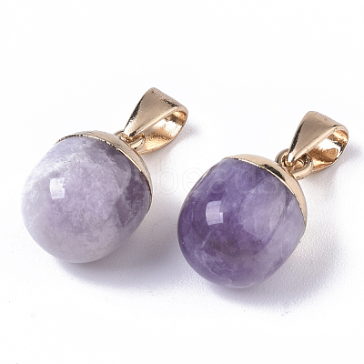 Top Golden Plated Natural Amethyst Pendants G-T131-03H-1