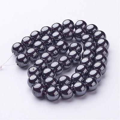 Non-Magnetic Synthetic Hematite Round Beads Strands X-G-H1624-10mm-1-1