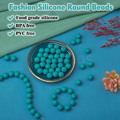 100Pcs Silicone Beads Round Rubber Bead 15MM Loose Spacer Beads for DIY Supplies Jewelry Keychain Making JX453A-1