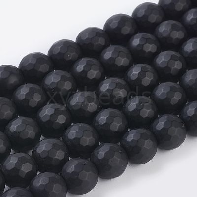 Synthetic Black Stone Beads Strands G-C059-10mm-1-1