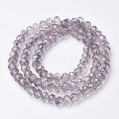 Electroplate Transparent Glass Beads Strands EGLA-A034-T6mm-F12-1