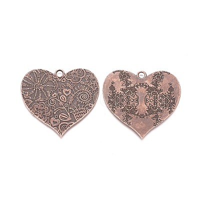Tibetan Style Carved Flower Heart Alloy Big Pendants PALLOY-J564-14R-NF-1