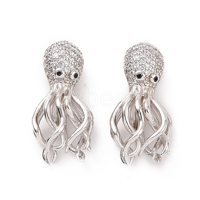 Eco-friendly Rack Plating Brass Micro Pave Cubic Zirconia Beads KK-F843-31P-1