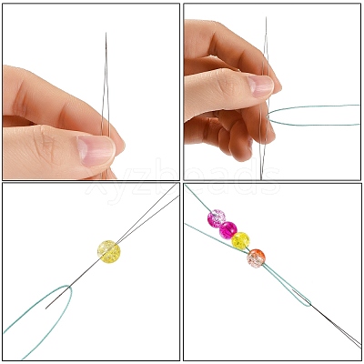 Iron Collapsible Big Eye Beading Needles X-ES001Y-S-57mm-01-1