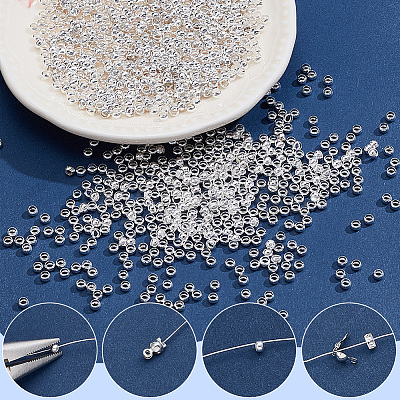 2000Pcs Brass Crimp Beads KK-SP0002-61S-1