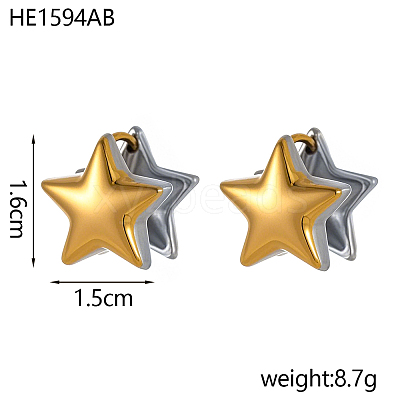 Two Tone 304 Stainless Steel Hoop Earrings STAS-OY016-81G-1