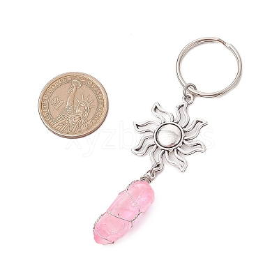 Natural Quartz & Alloy Keychain KEYC-JKC01147-1