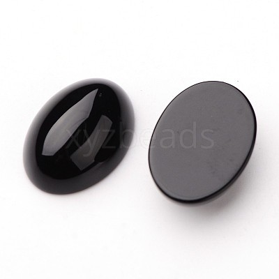 Grade A Natural Black Agate Oval Cabochons G-L394-05-18x13mm-1