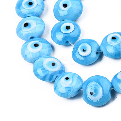 Handmade Evil Eye Lampwork Beads Strands LAMP-N029-009D-1