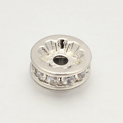 Brass Micro Pave Grade AAA Cubic Zirconia Bead Spacers KK-P130-034P-NR-1