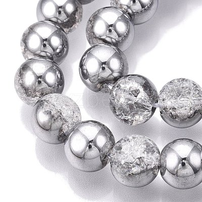 Electroplated Crackle Glass Beads Strands EGLA-N014-10mm-03-1